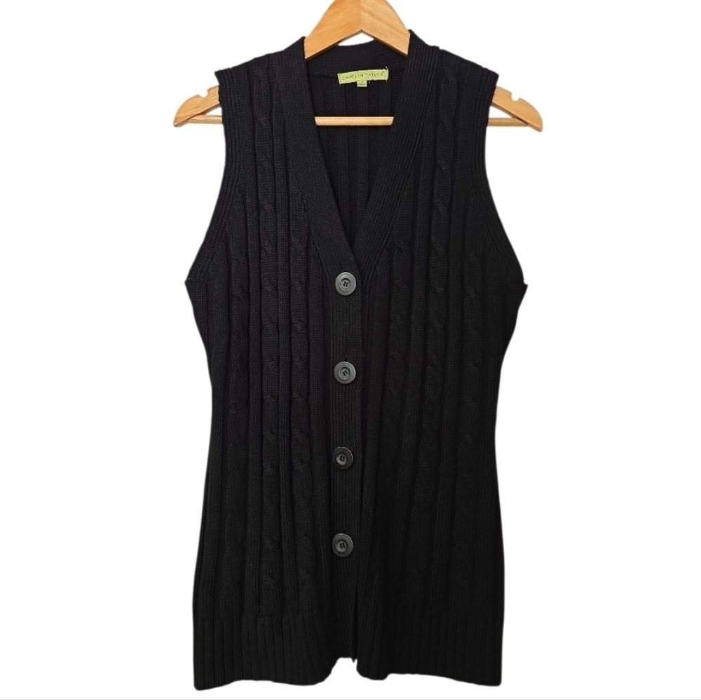 Carolyn Taylor Black Button-Up Sweater Vest